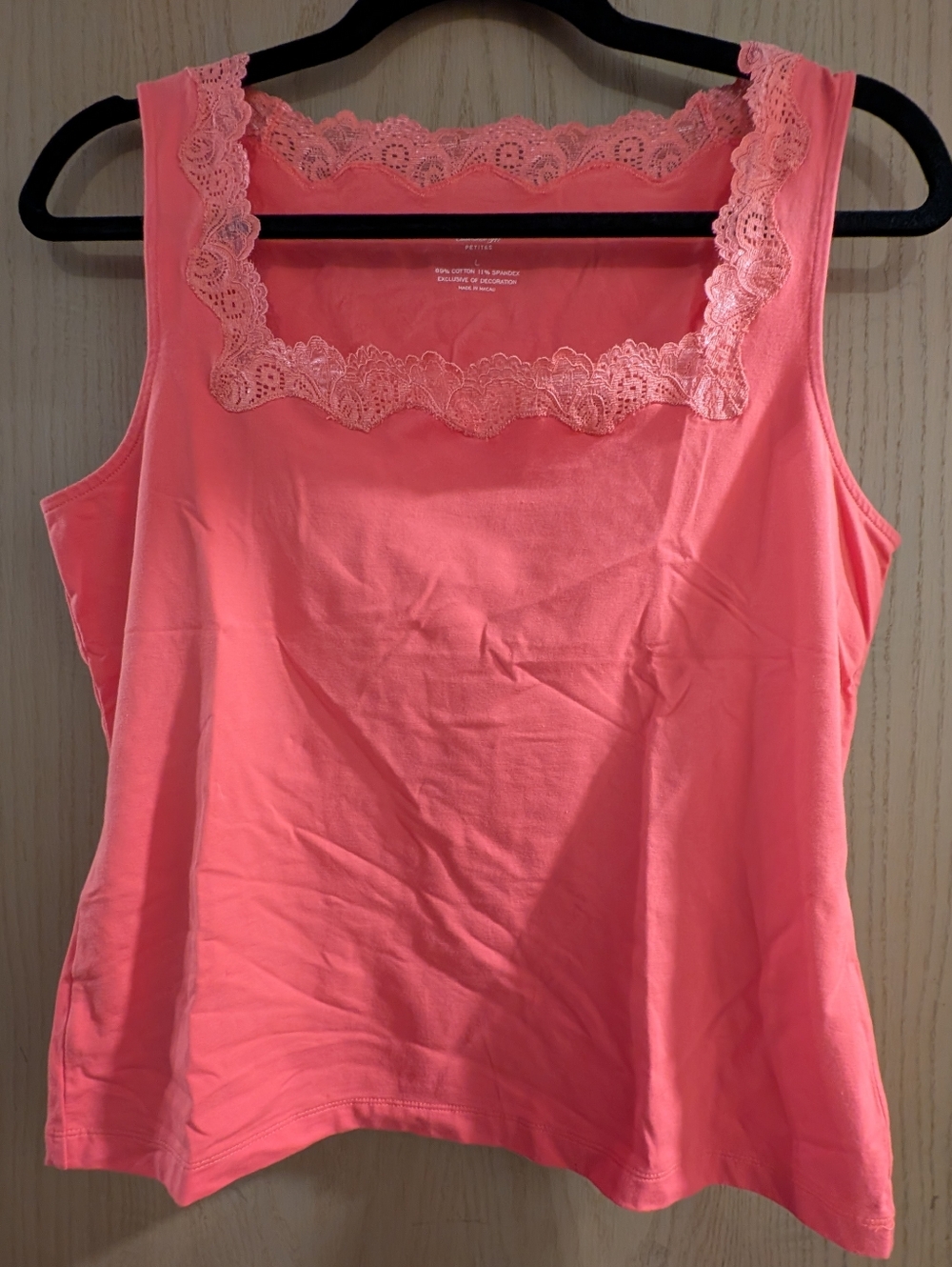 Talbots Coral Lace-Trim Tank Top